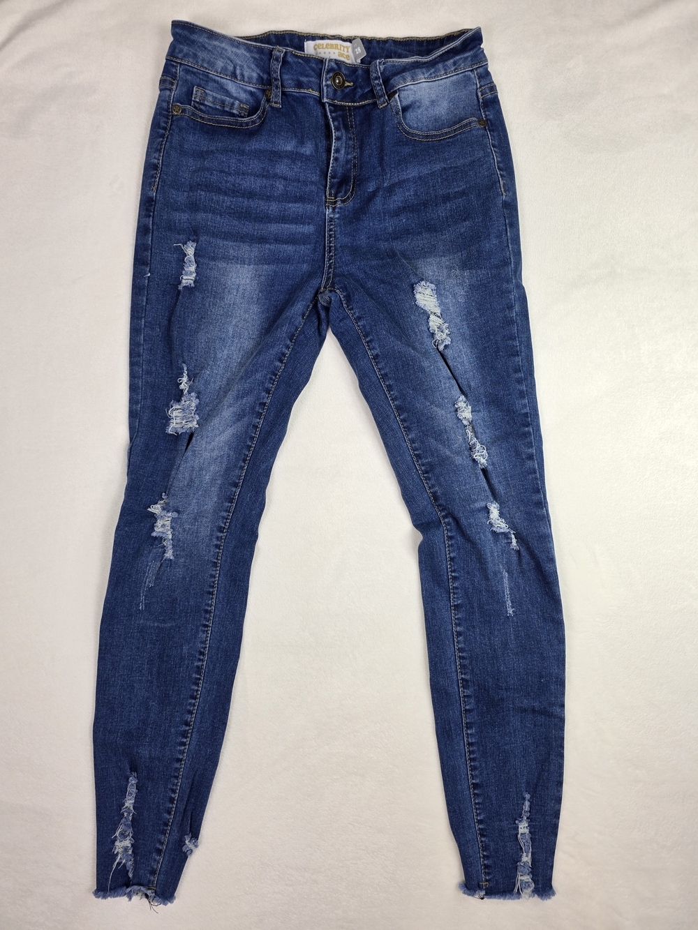 Celebrity Ace Distressed Dark Blue Skinny Jeans for Women